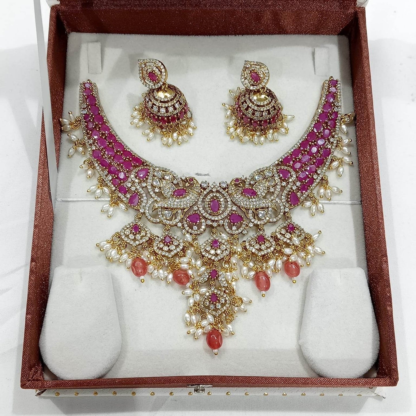 Victorian Polish with AD Stones Kante Necklace - Nakshatra Jewels