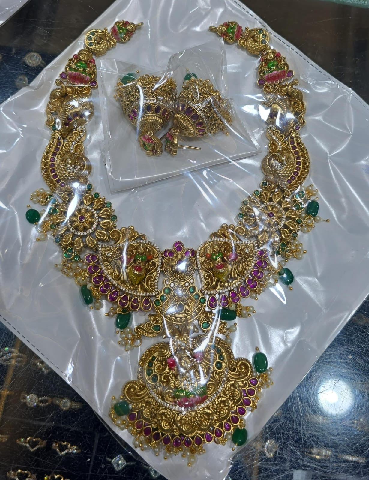 Nakshi Work with AD Stones Bridal Necklace