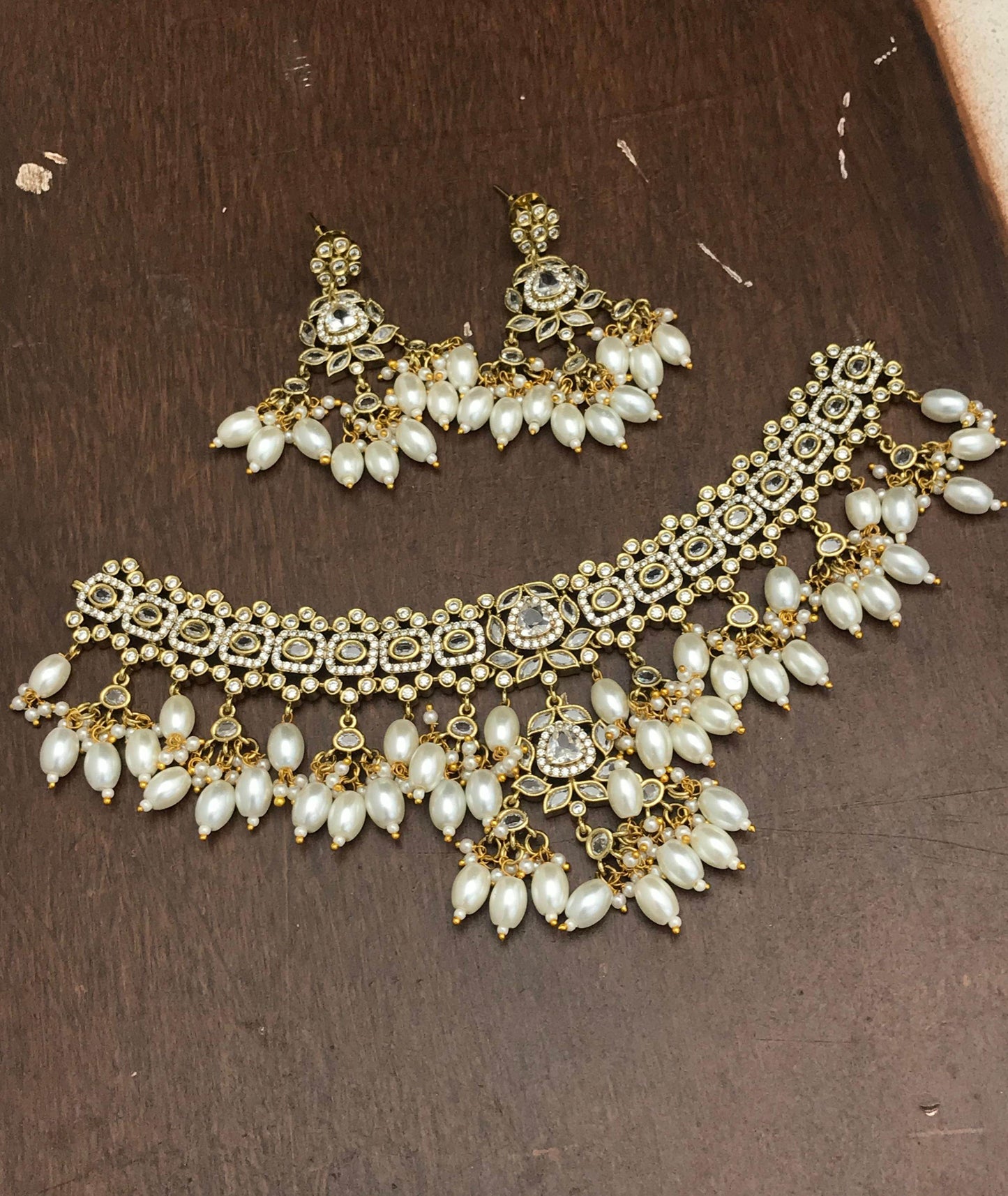 Victorian Polish AD Stones Choker - Nakshatra Jewels