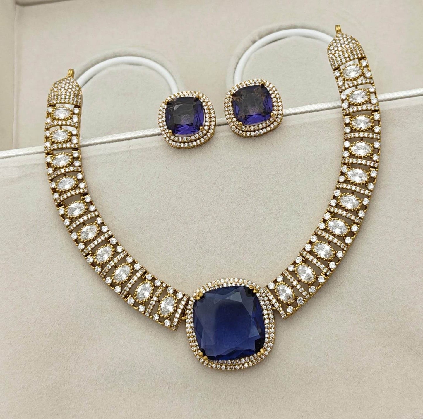 Victorian Polish with AD Stones Necklace - Nakshatra Jewels