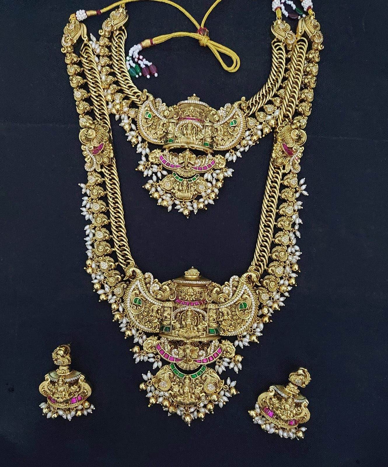 Nakshi Work with Kundan Stones Bridal Combo Set - Nakshatra Jewels