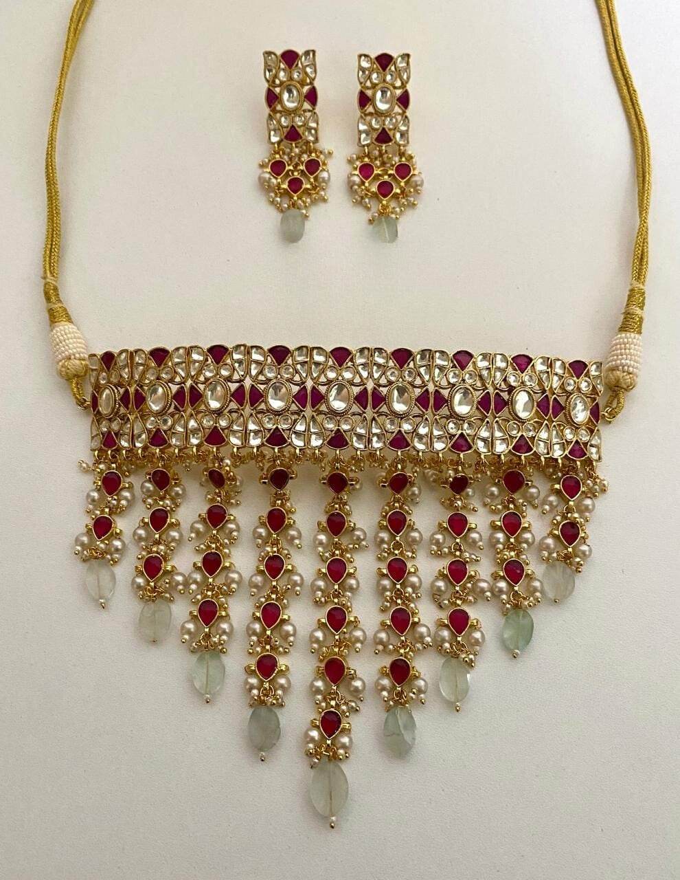 Pachi Kundan Stones Bridal Choker - Nakshatra Jewels