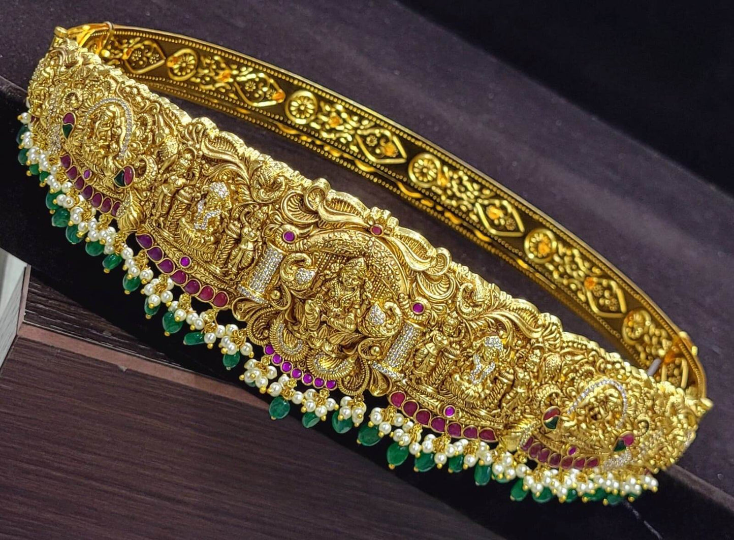 Nakshi Work with AD Stones Bridal Hip Belt (Gold Replica) - Nakshatra Jewels