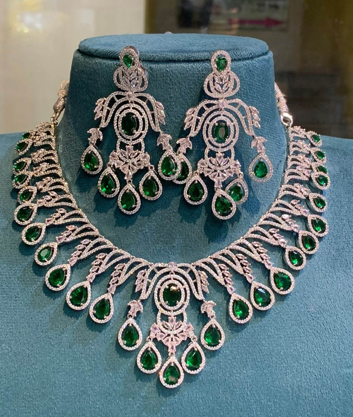 AD Stones Necklace (Silver Polish) - Nakshatra Jewels