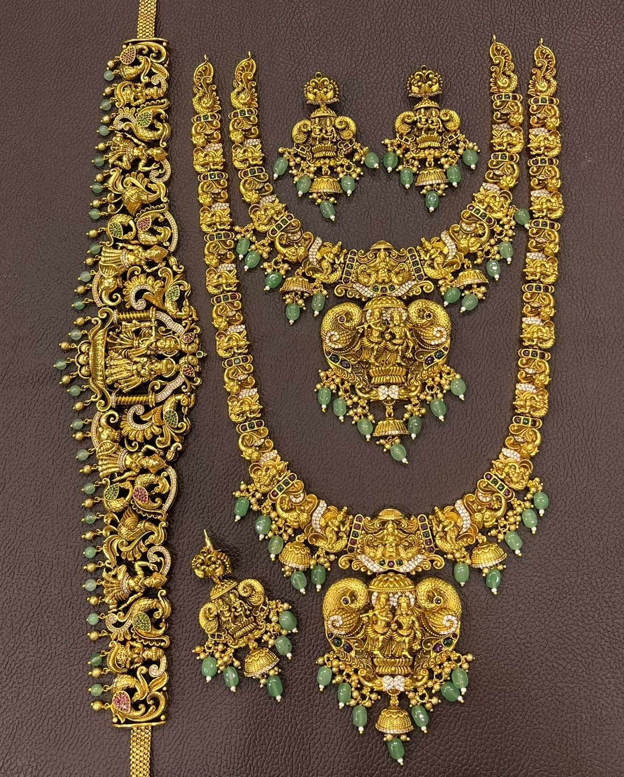 Nakshi Work with AD Stones Bridal Combo Set - Nakshatra Jewels
