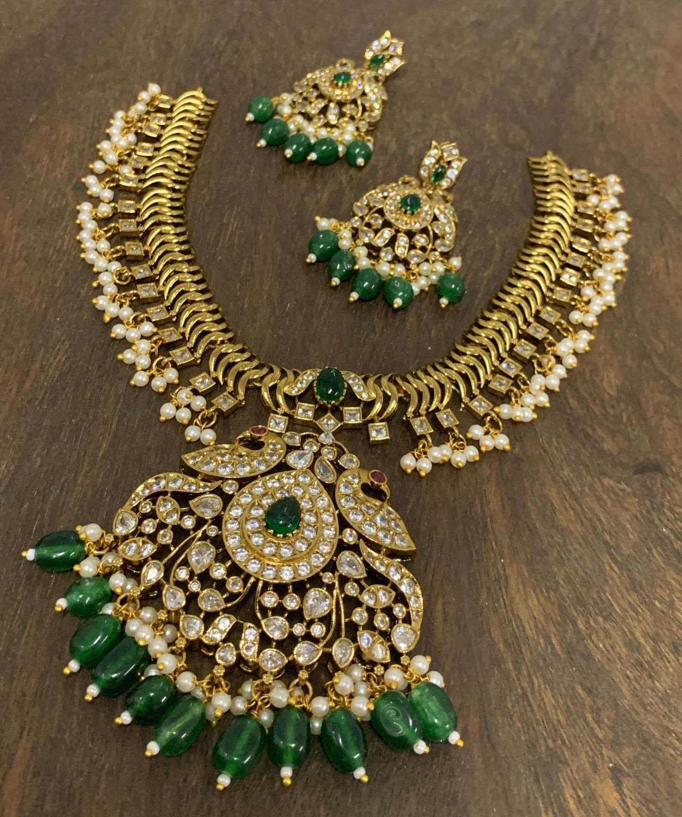 Victorian Polish with AD Stones Necklace - Nakshatra Jewels