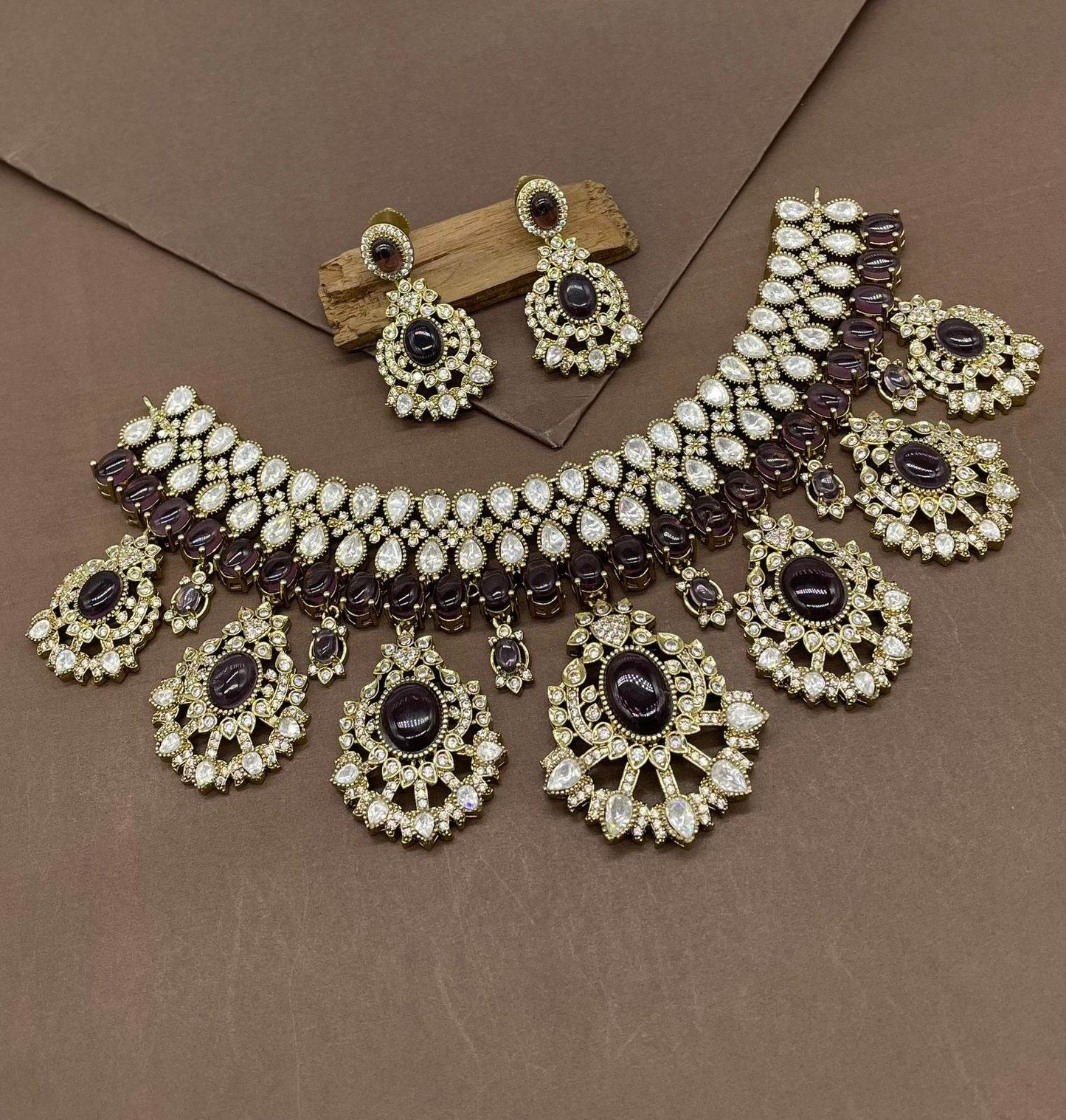 Mossanite with AD Stones Bridal Choker - Nakshatra Jewels
