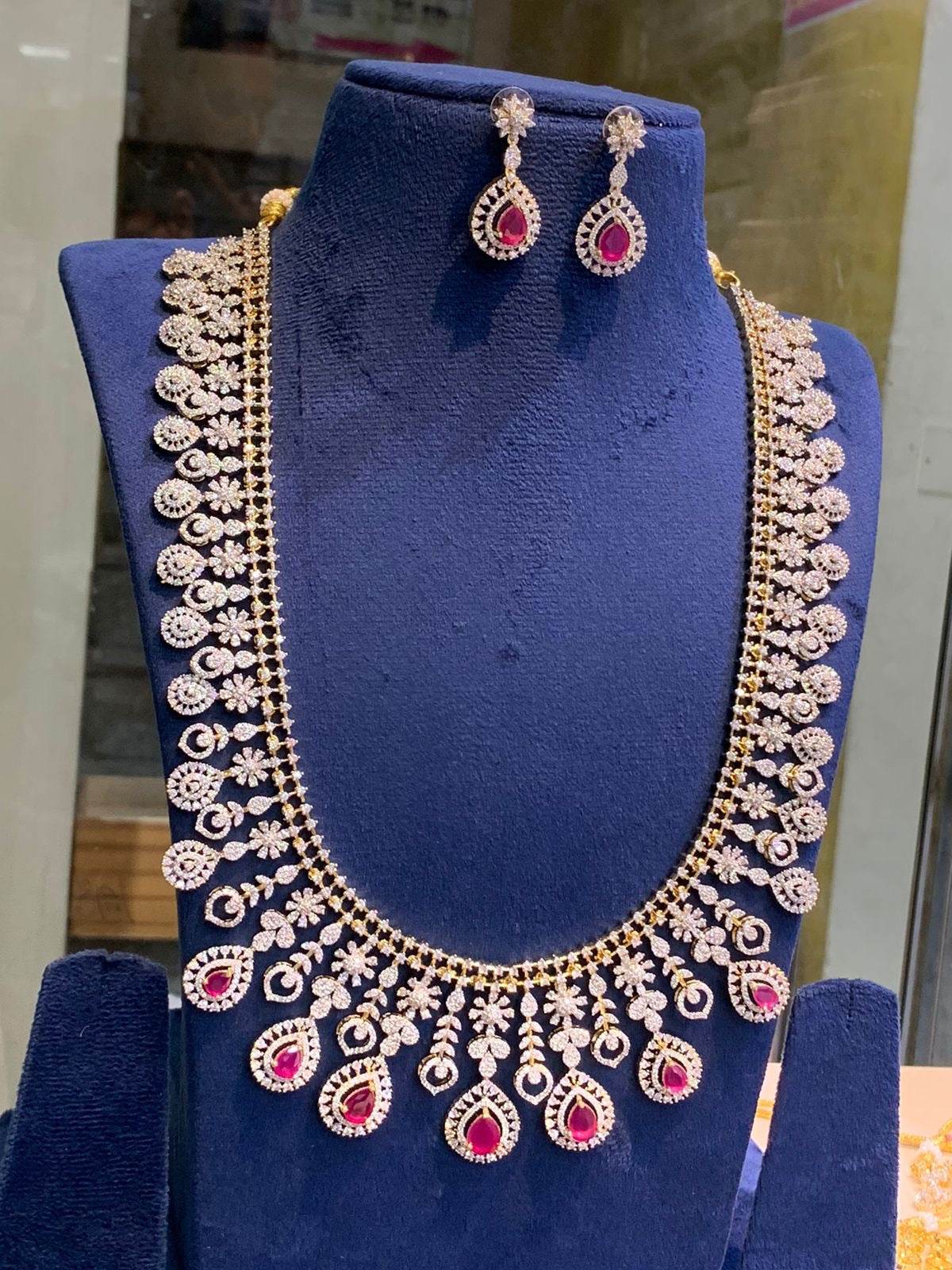 American Diamond Stones Bridal Haram - Nakshatra Jewels