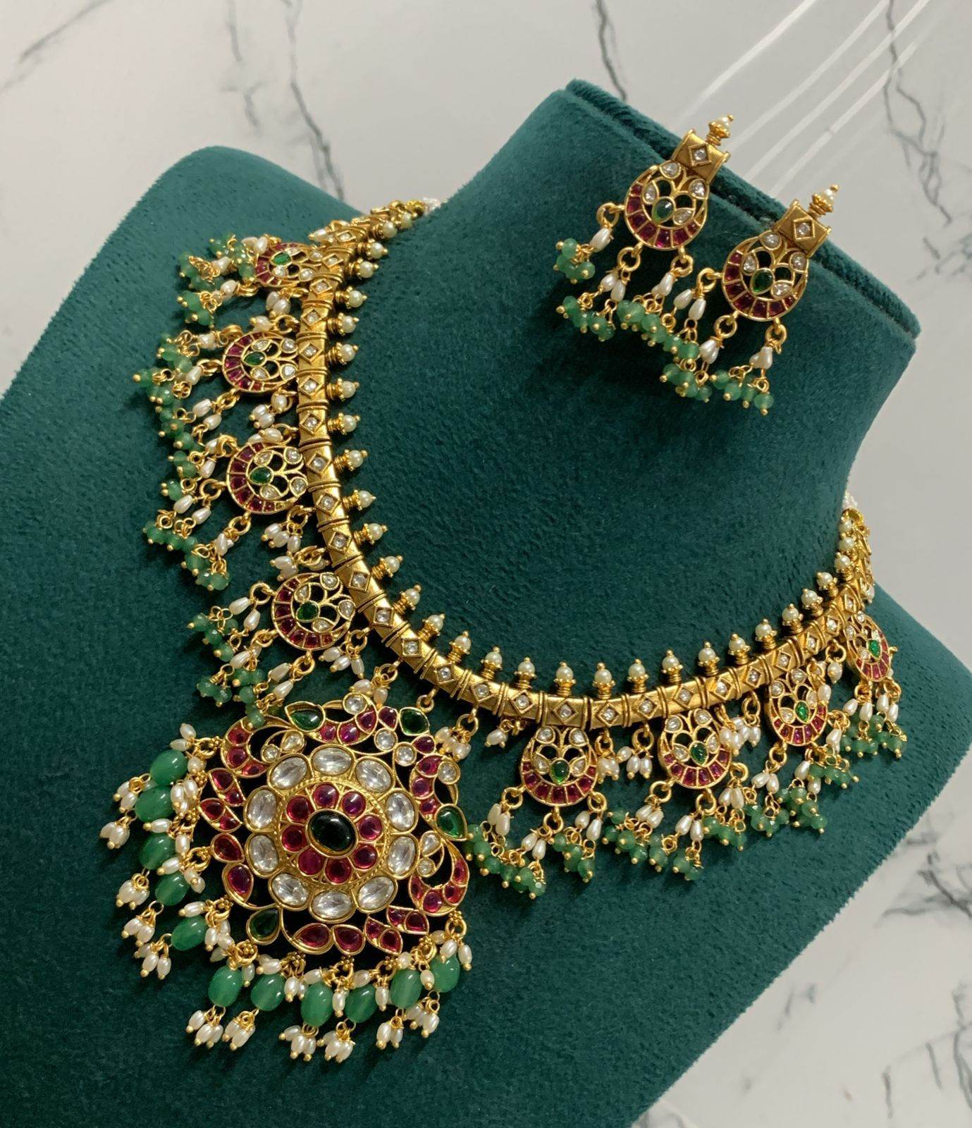 Kundan Stones With Guttapusal Bridal Necklace - Nakshatra Jewels