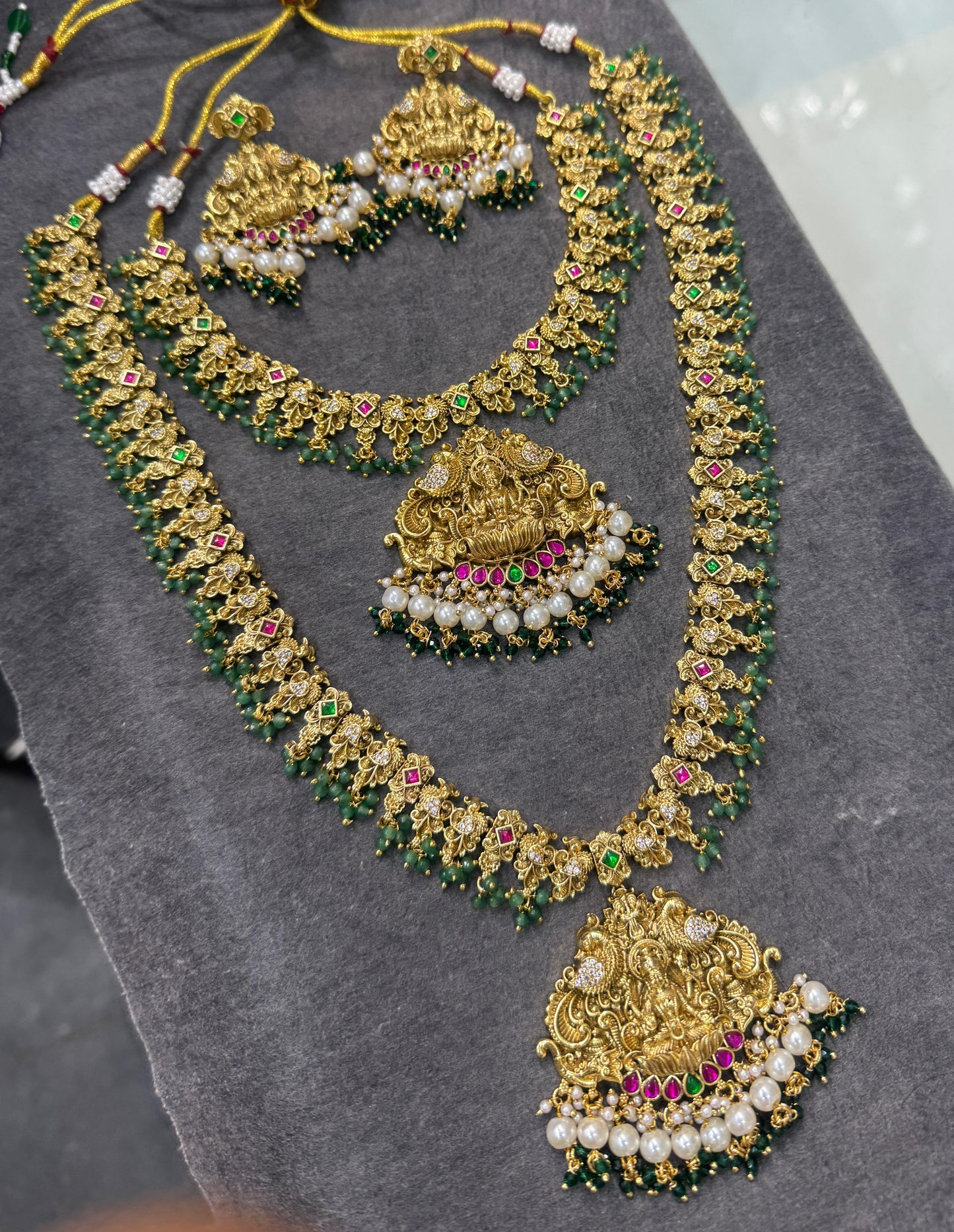 Nakshi Work with AD and Kundan Stones Bridal Combo
