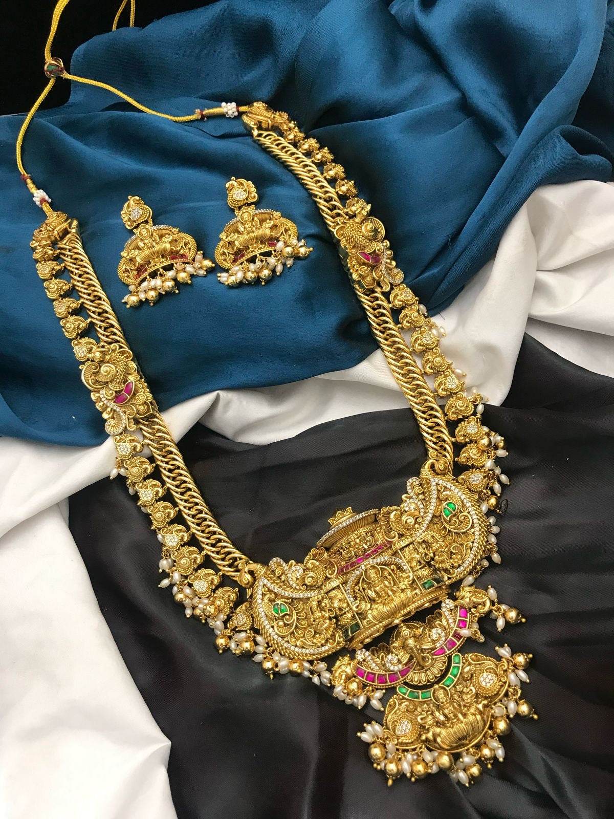 Nakshi Work with Kundan Stones Bridal Haram - Nakshatra Jewels