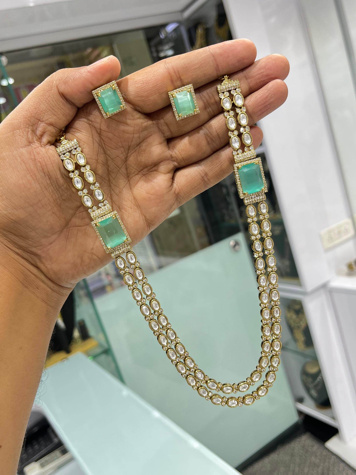 Victorian Polish with Kundan Stones Necklace - Nakshatra Jewels