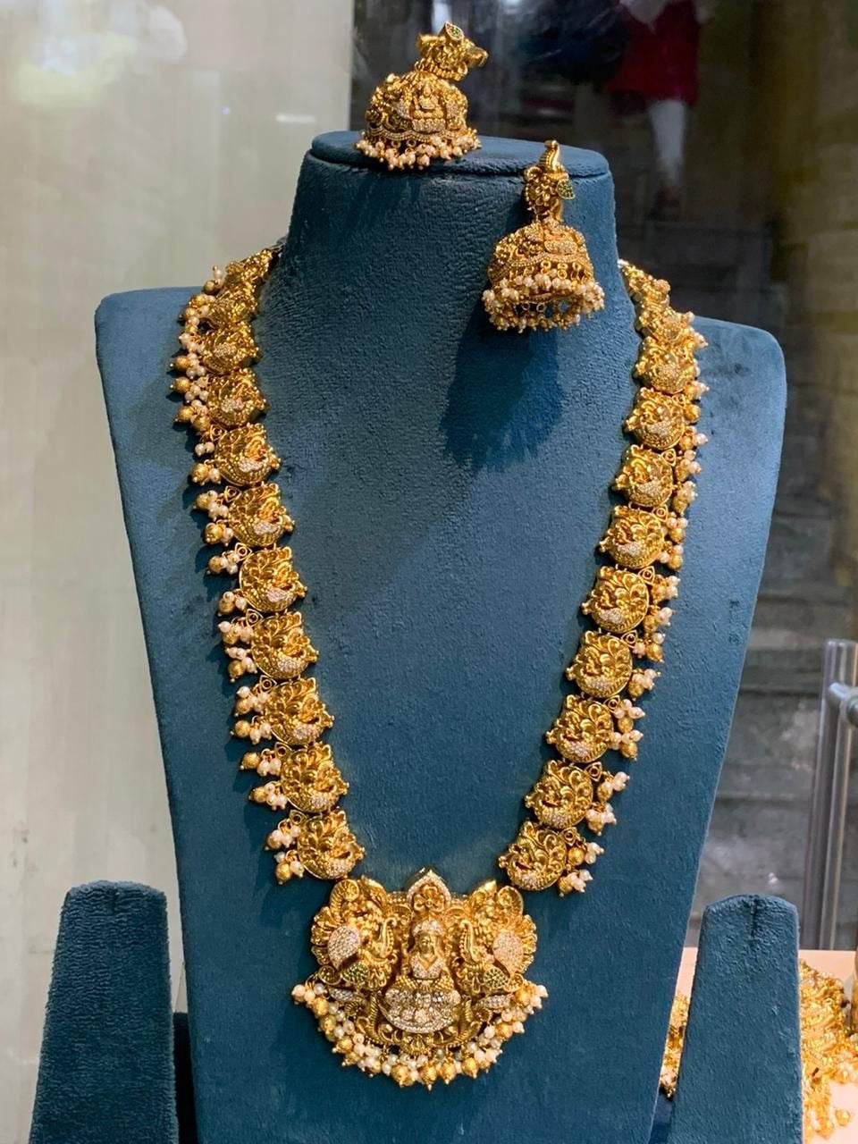 Nakshi Work with AD Stones Haram (Gold Replica) - Nakshatra Jewels