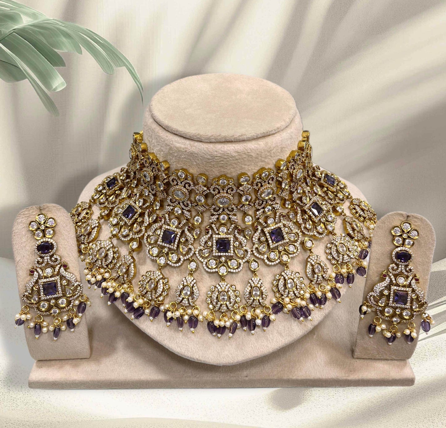 Victorian Polish with AD Stones Bridal Choker - Nakshatra Jewels