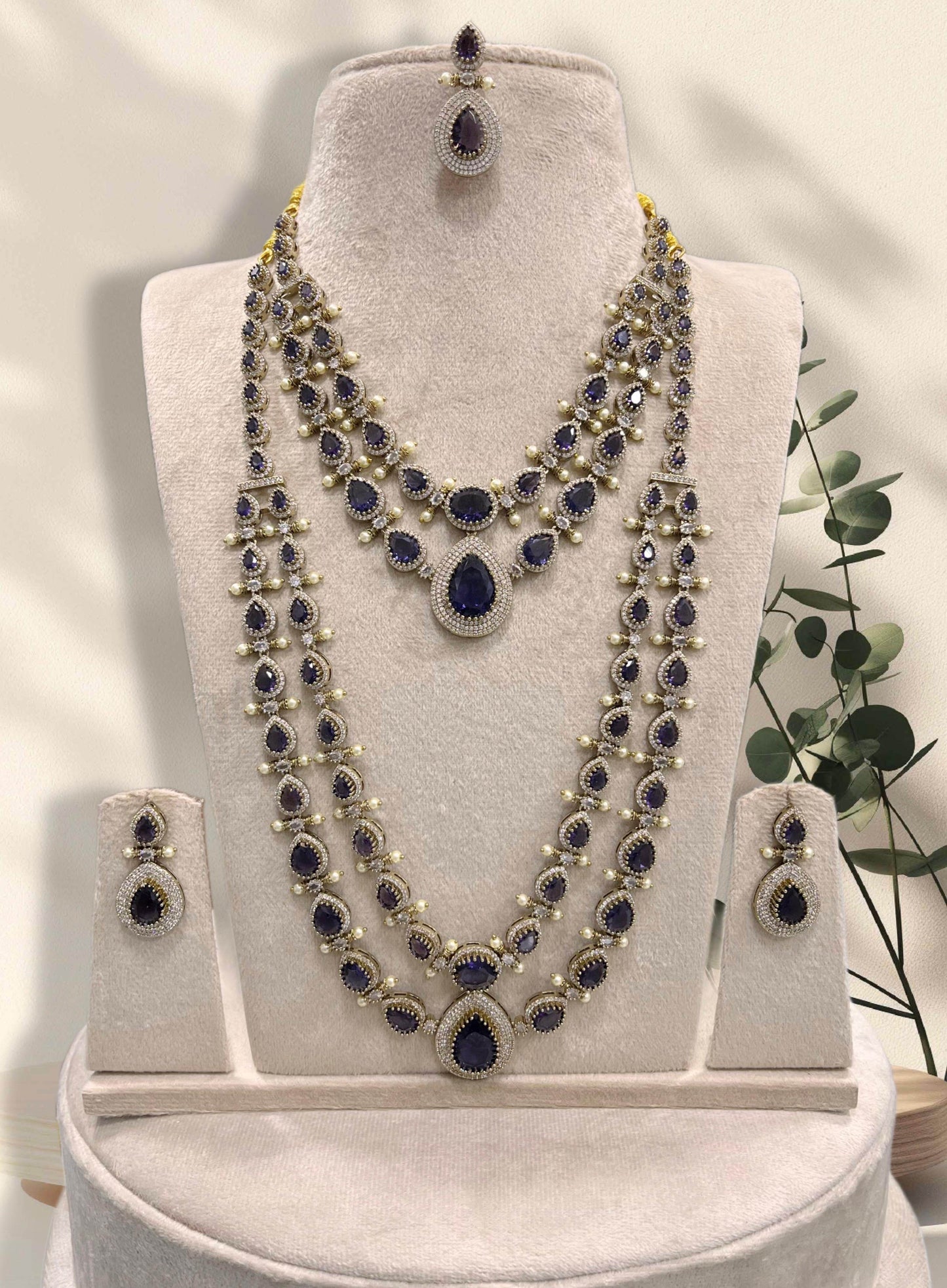 Victorian Polish with AD Stones Layer combo set - Nakshatra Jewels