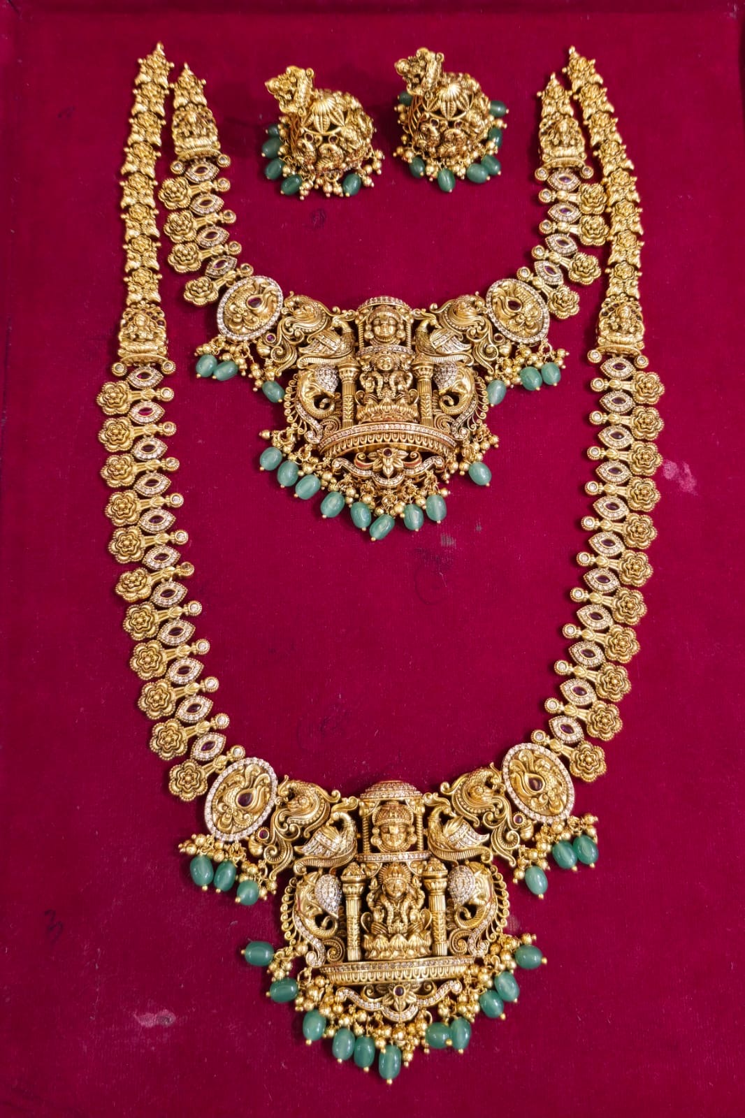 Nakshi Work with Kempu and AD Stones Bridal Combo Set