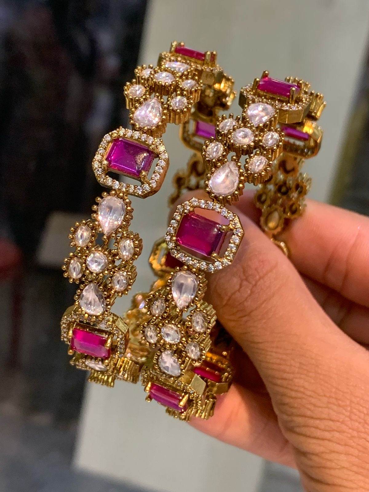 Moissanite AD Stone Bangles - Nakshatra Jewels
