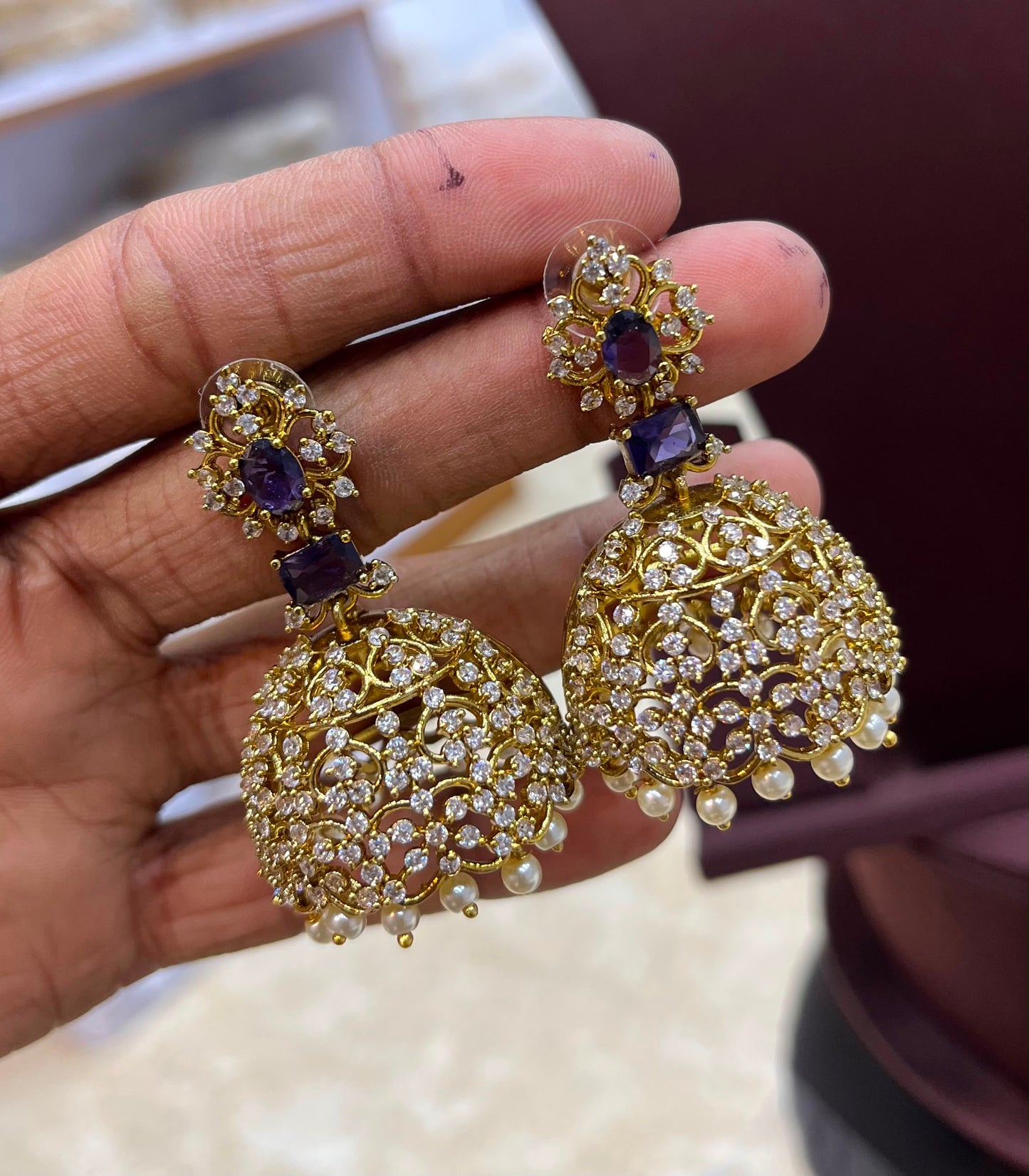Victorian Polish AD Stone Earrings