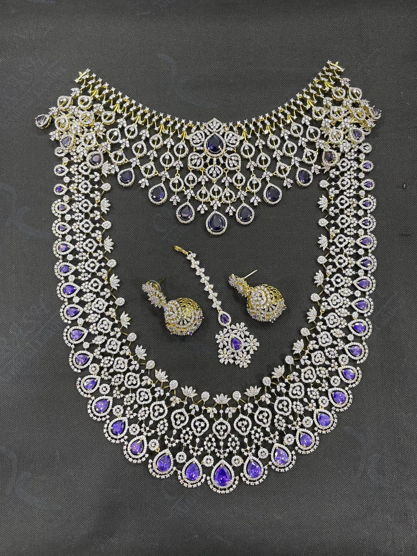 American Diamond Stones Bridal Combo Set - Nakshatra Jewels