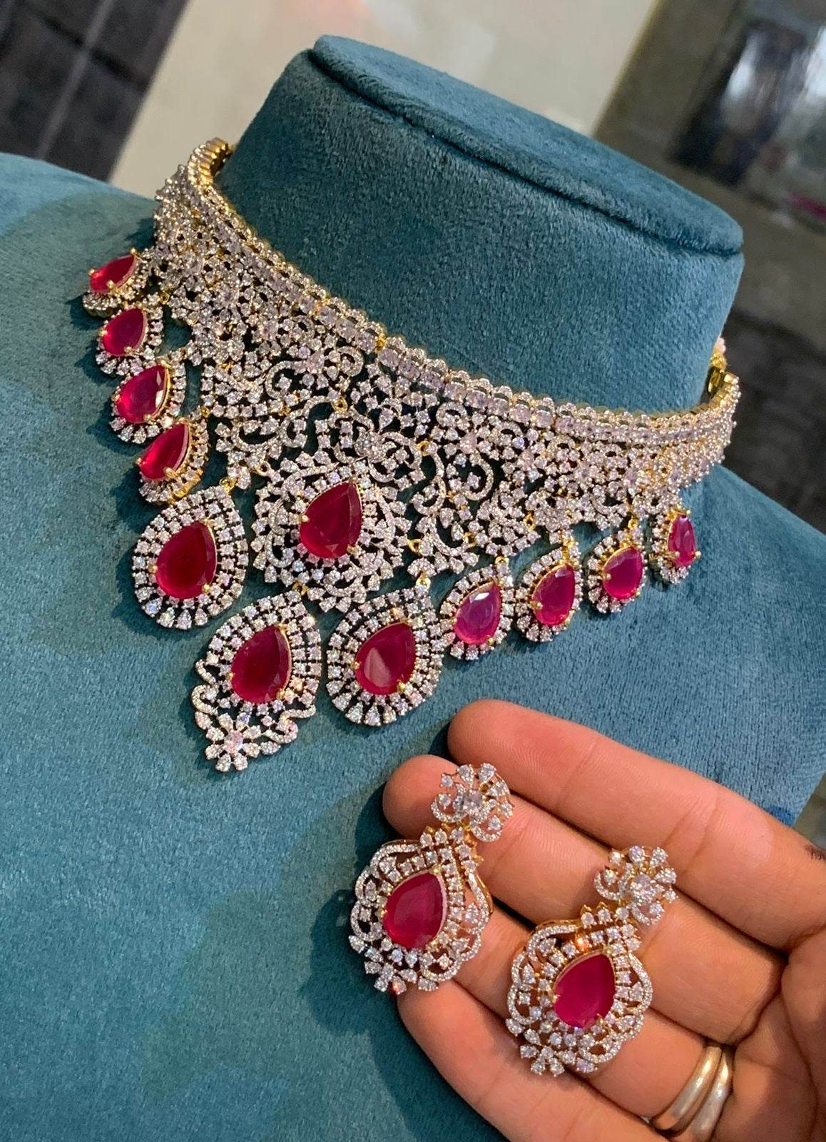American Diamond Stones Bridal Choker - Nakshatra Jewels