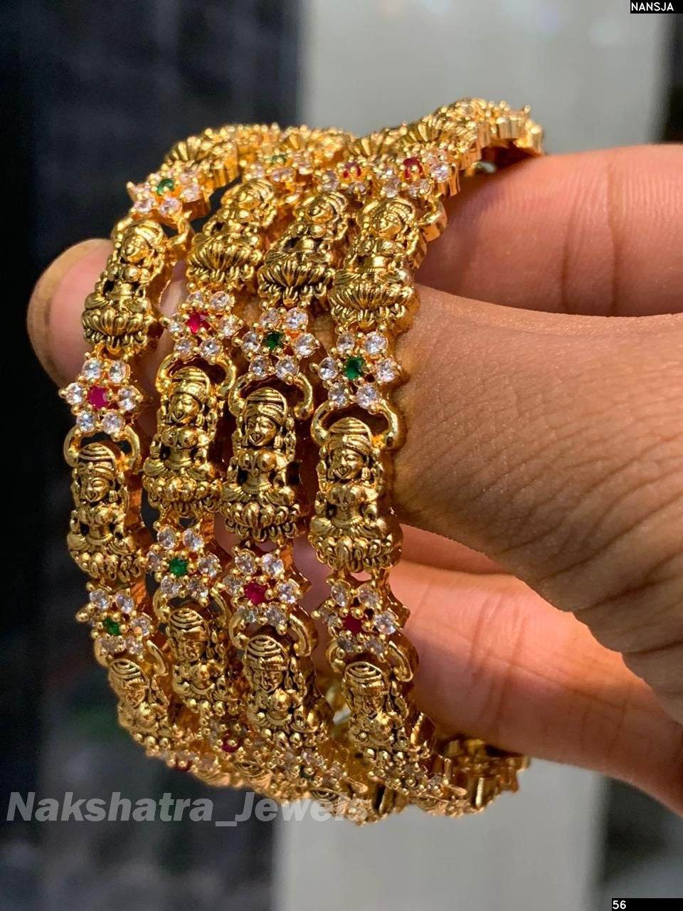 Premium Matt with AD & Kempu Stones Bangles - Nakshatra Jewels