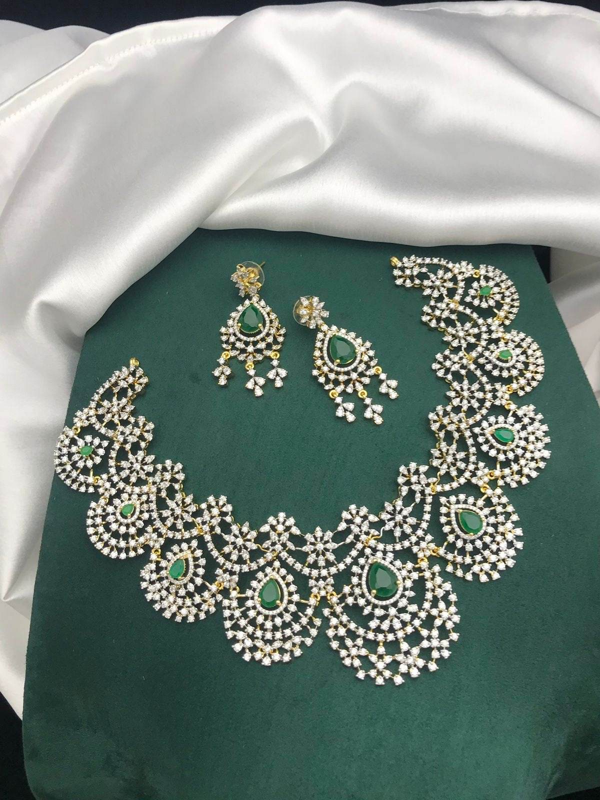 American Diamond Stones Bridal Neck Set - Nakshatra Jewels