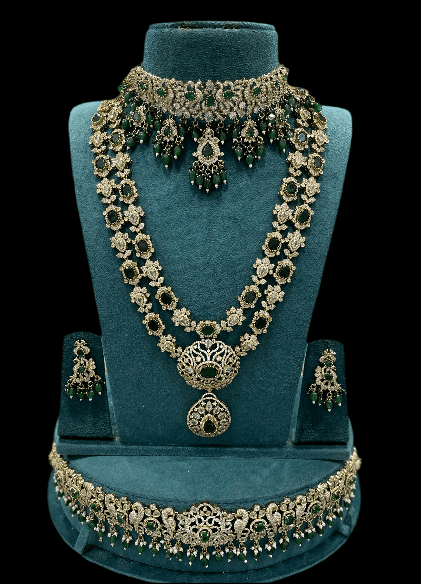 Victorian Polish AD Stones Bridal Set - Nakshatra Jewels