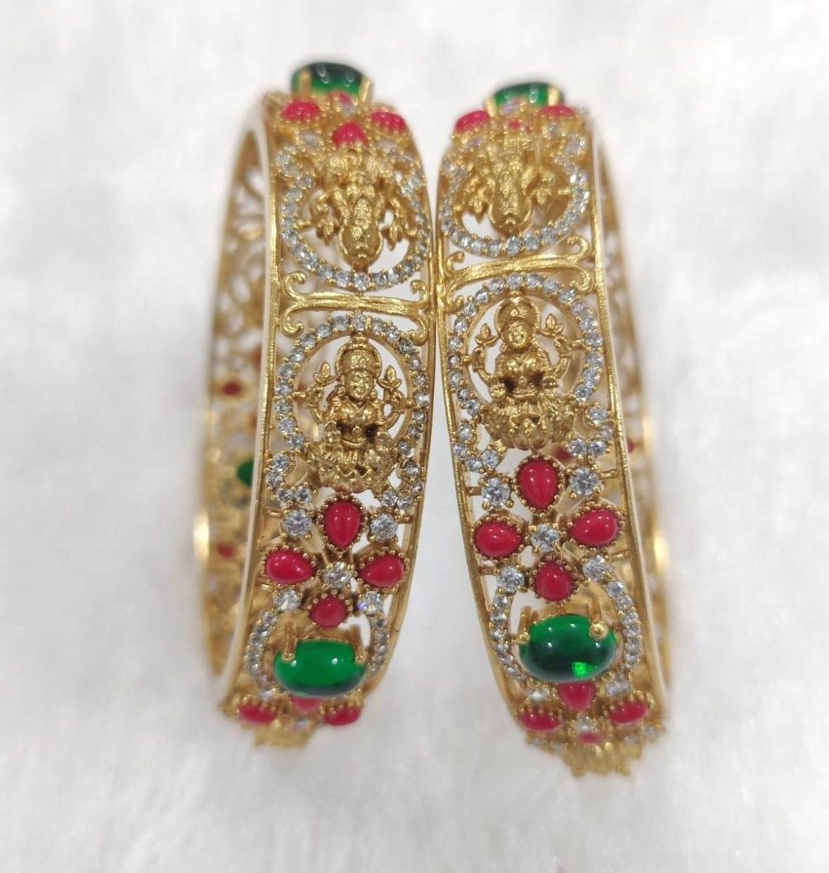 Premium Matt with AD Stone & Coral beads Bangles - Nakshatra Jewels