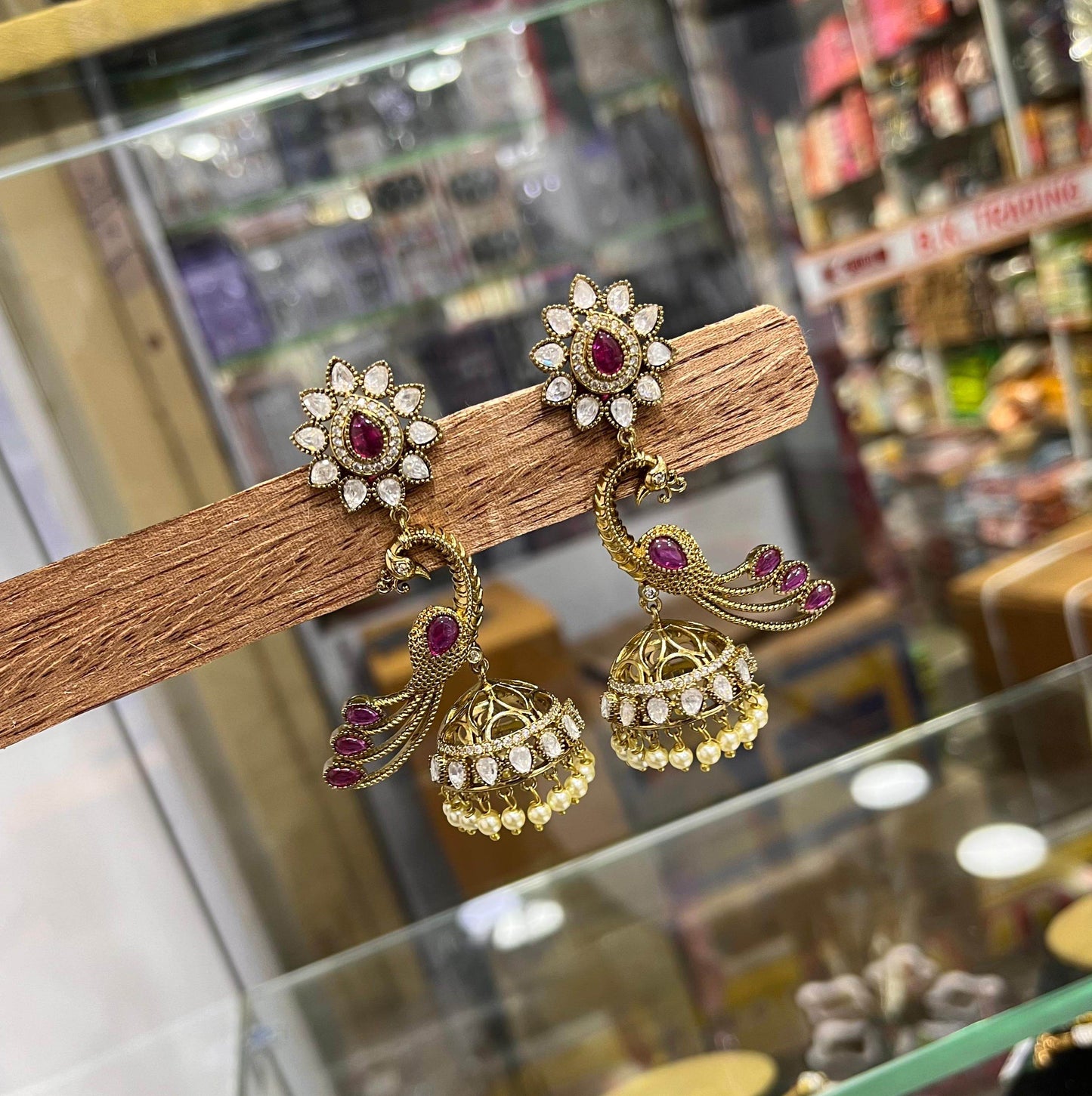 Victorian polish with Mossianite Stones Earrings - Nakshatra Jewels