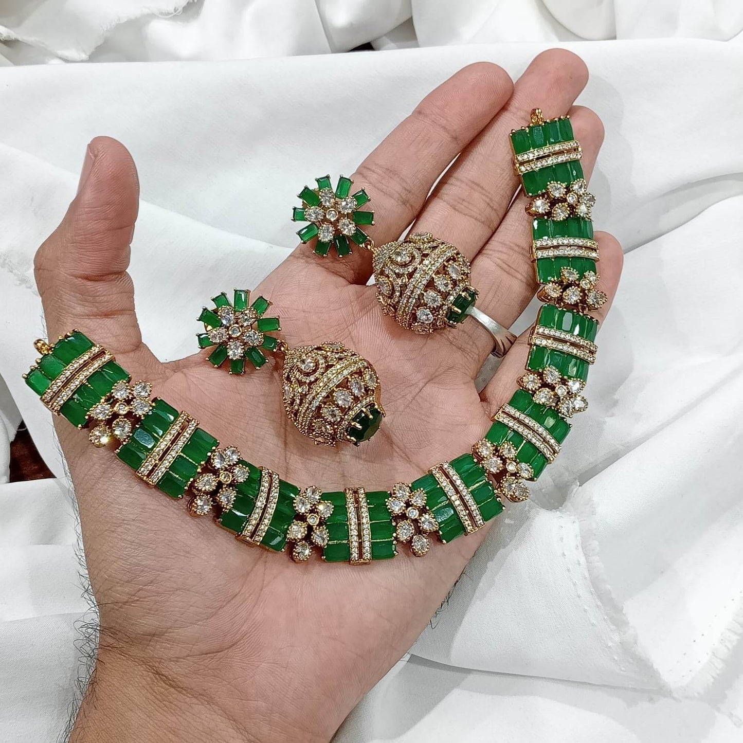 Victorian Polish with AD Stones Necklace - Nakshatra Jewels