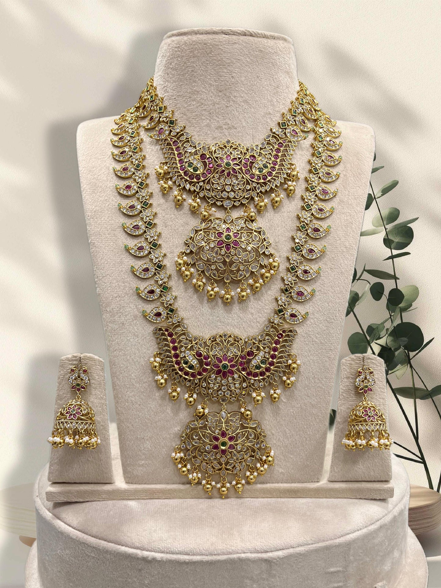 Nakshi Work with Kempu & AD Stones Bridal Combo Set