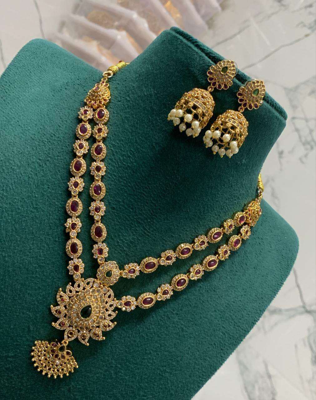 Victorian Polish AD Stones Layer Necklace - Nakshatra Jewels