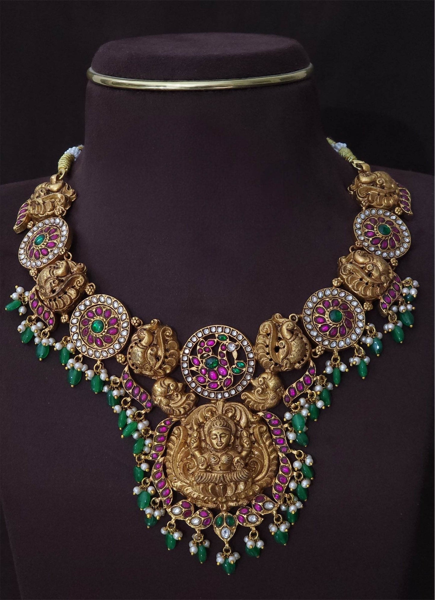 Nakshi Work with Jaadu Kundan Stones Bridal Necklace - Nakshatra Jewels