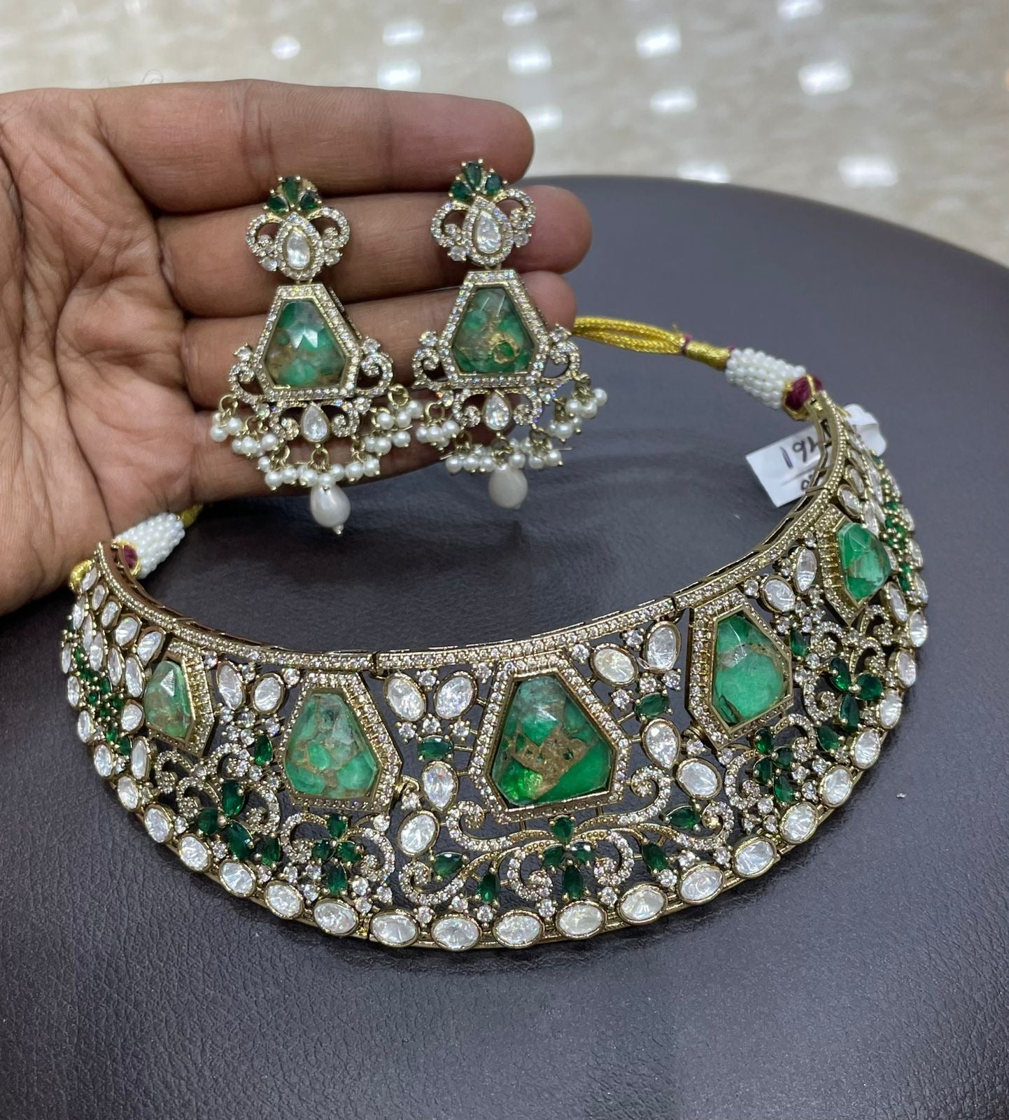 Victorian Polish AD and Mossianite Stones Bridal Choker
