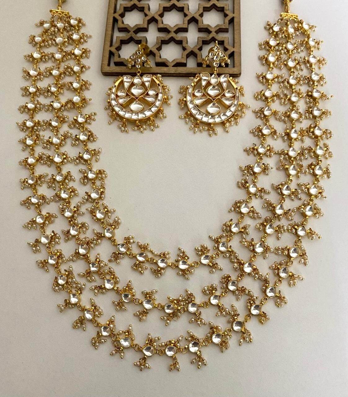 Pachi Kundan Stones Bridal Layer Haram - Nakshatra Jewels