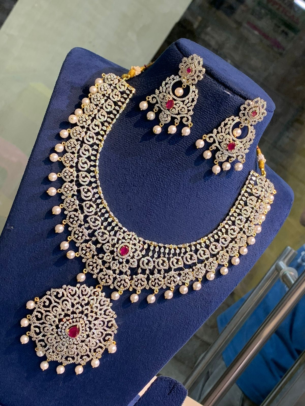 American Diamond Stones Bridal Necklace