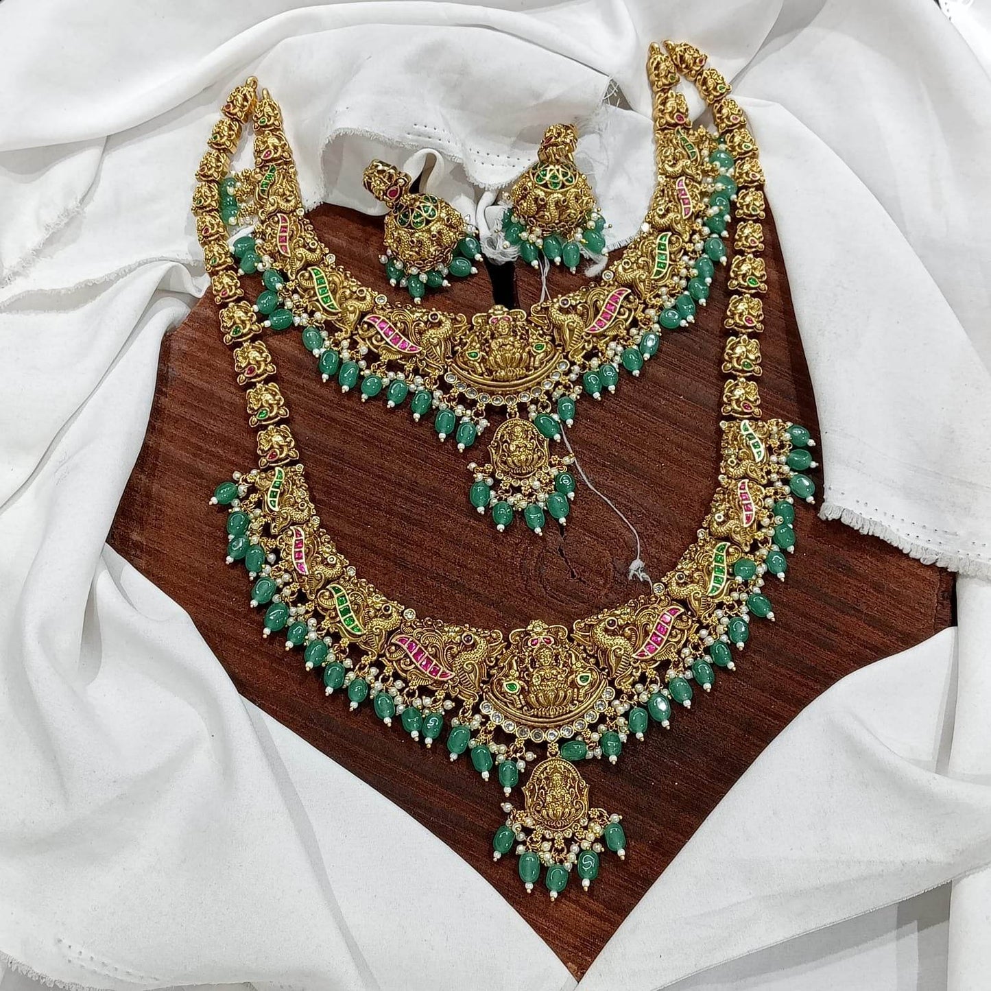 Nakshi Work with Jaadu Kundan Stones Bridal Combo Set - Nakshatra Jewels