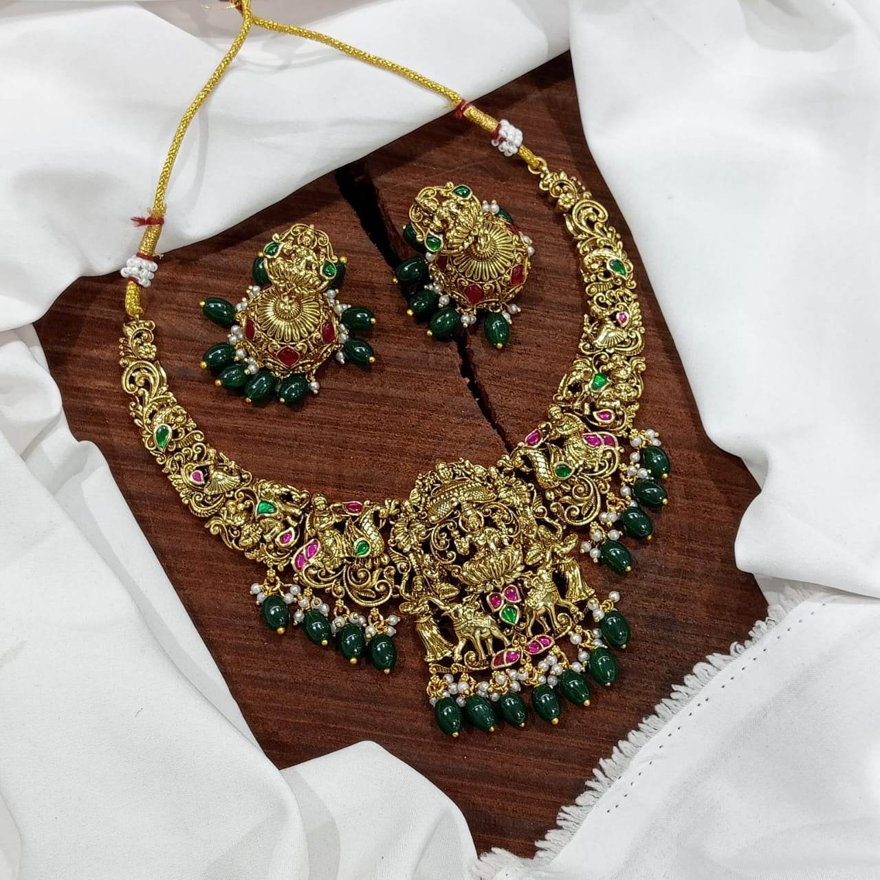 Nakshi Work with Kundan Stones Bridal Necklace - Nakshatra Jewels