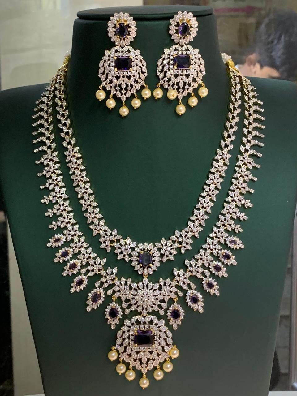American Diamond Stones Bridal Layer Haram - Nakshatra Jewels