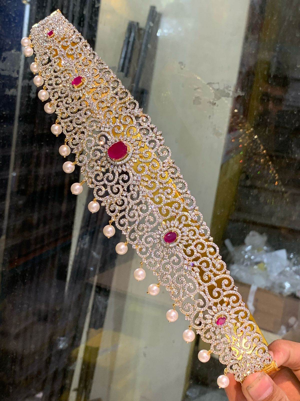 American Diamond Stones Bridal Hip Belt - Nakshatra Jewels