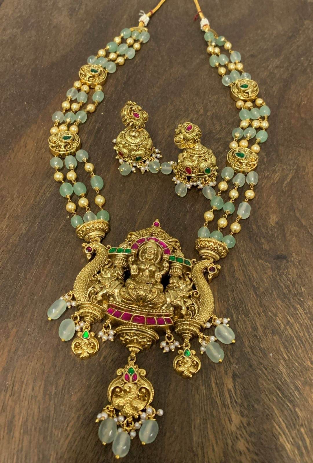 Nagasi Work with Jaadu Stones Pendent and Beads Haram - Nakshatra Jewels