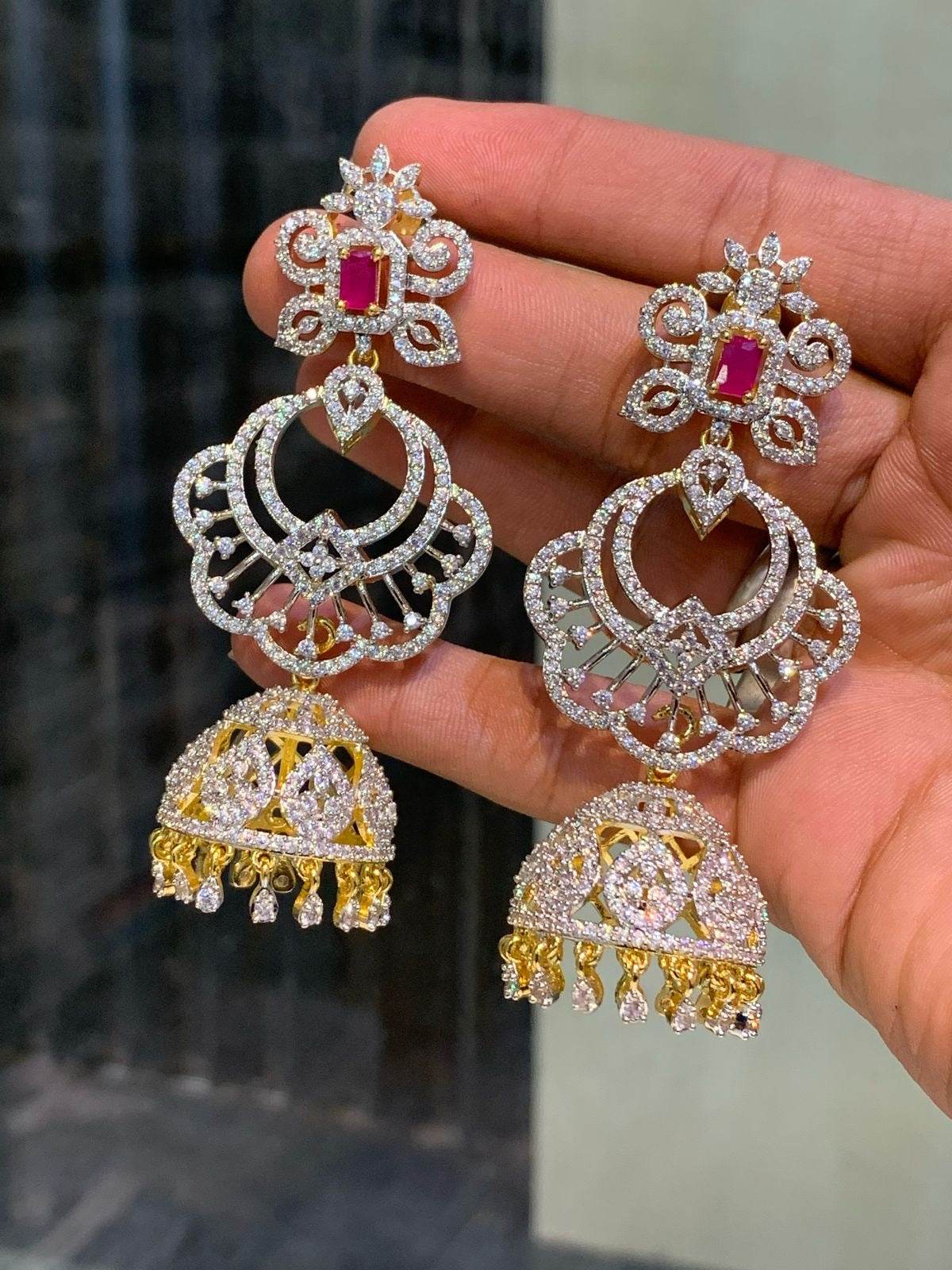 AD Stones Bridal Earrings - Nakshatra Jewels