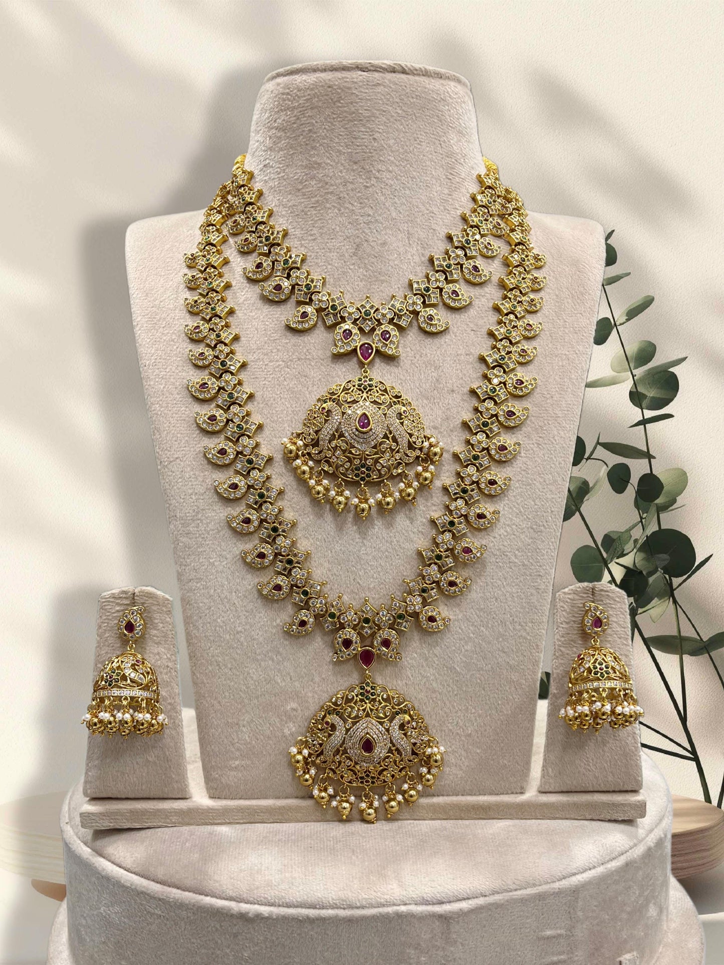 Nakshi Work with Kempu & AD Stones Bridal Combo Set