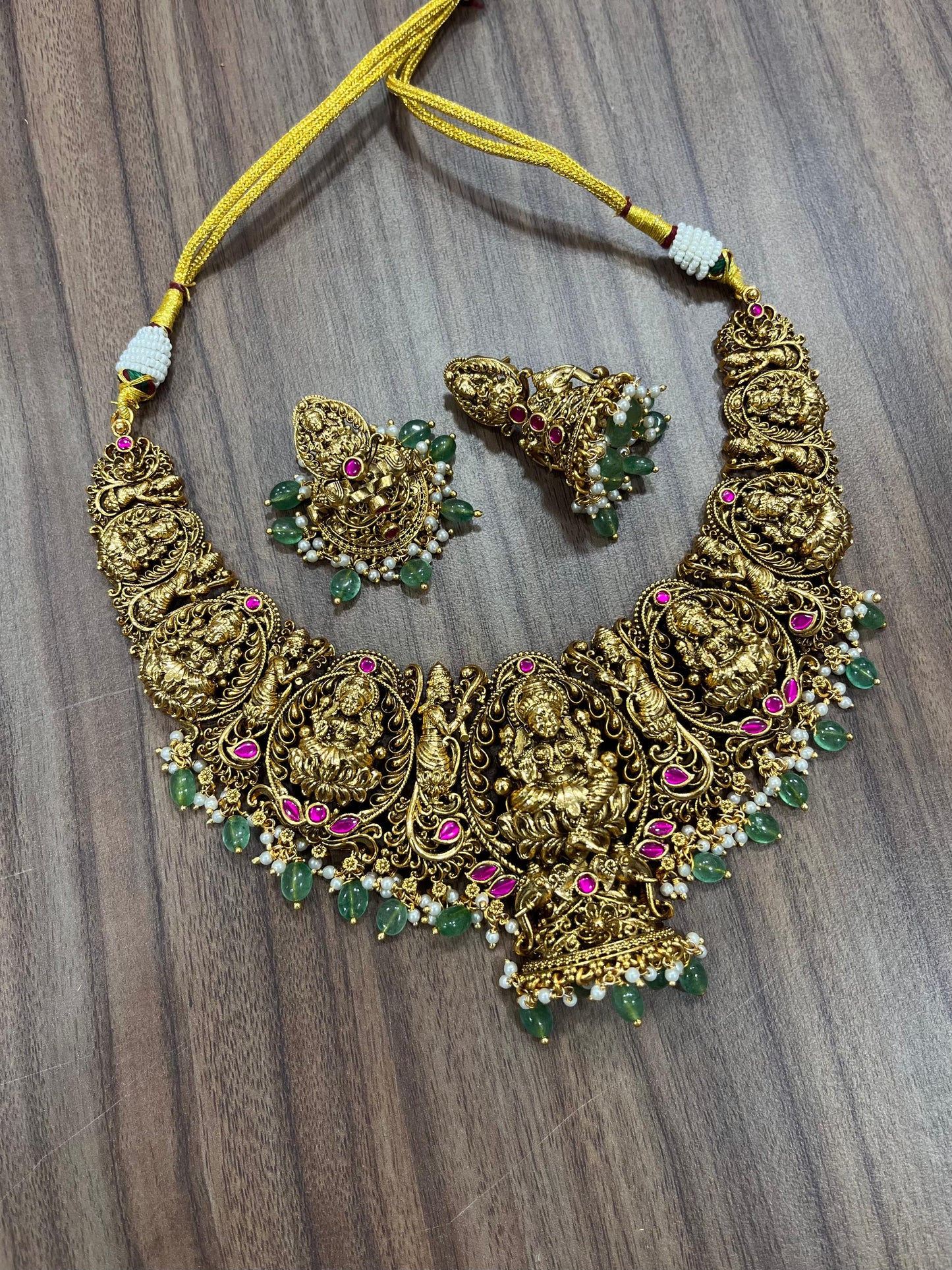 Nakshi work with Kundan Stones Bridal Necklace