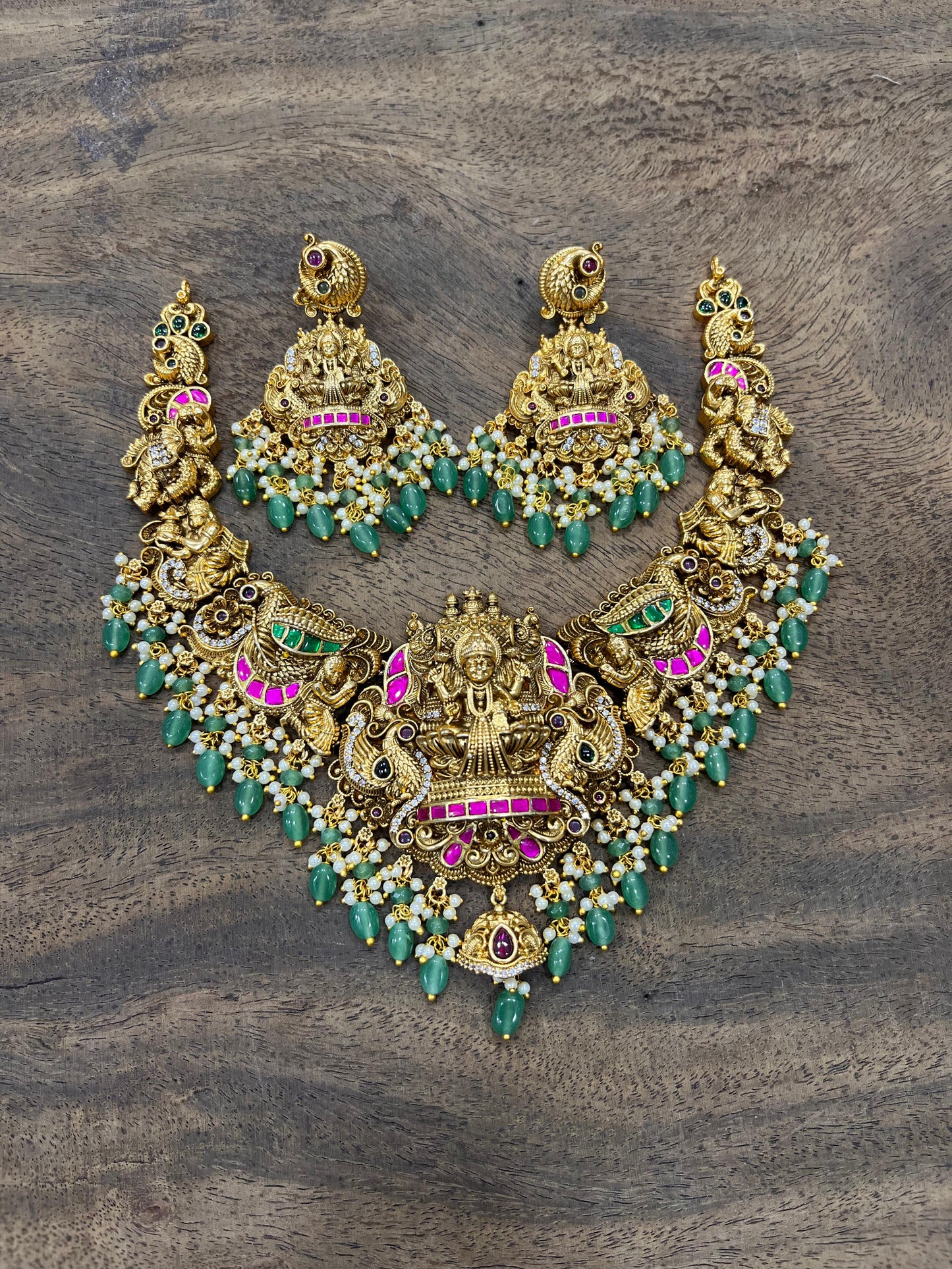 Nakshi work with Kundan Stones Bridal Necklace