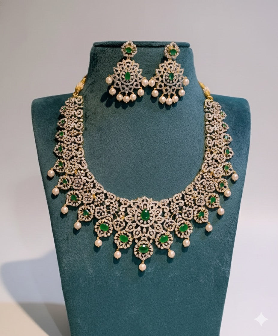 American Diamond Stones Bridal Necklace