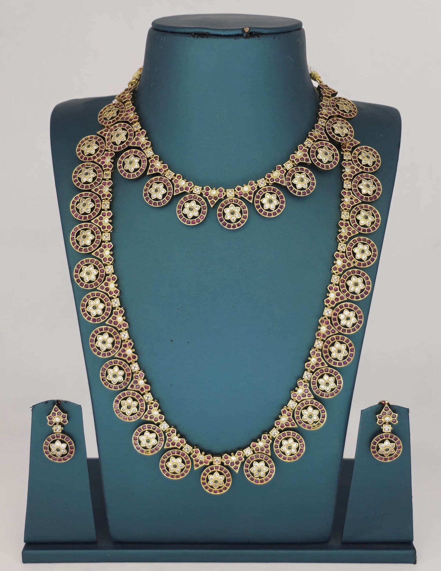 Nakshi Work with Kempu Stones Bridal Combo Set - Nakshatra Jewels