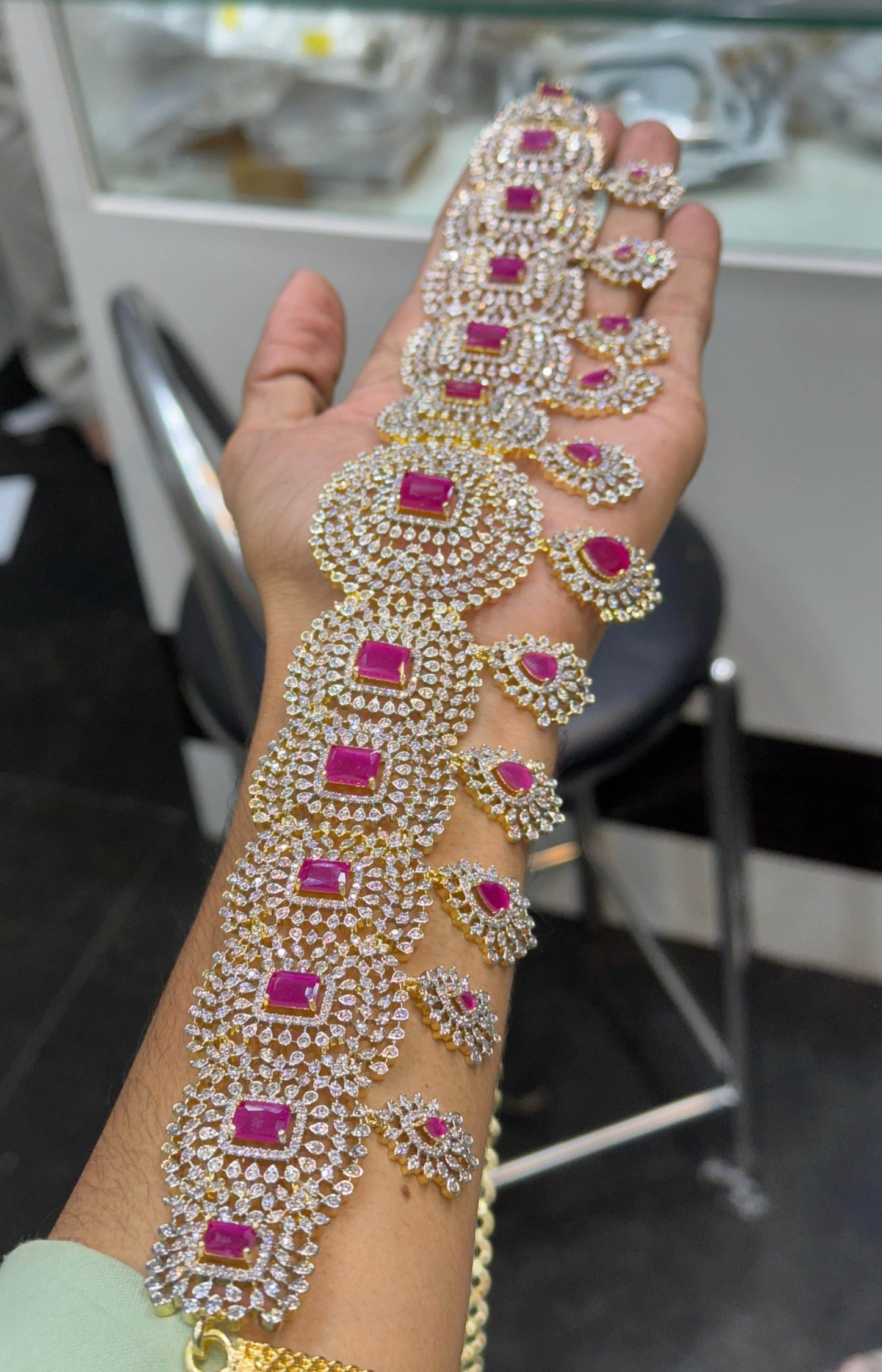 American Diamond Stones Bridal Hip Chain - Nakshatra Jewels