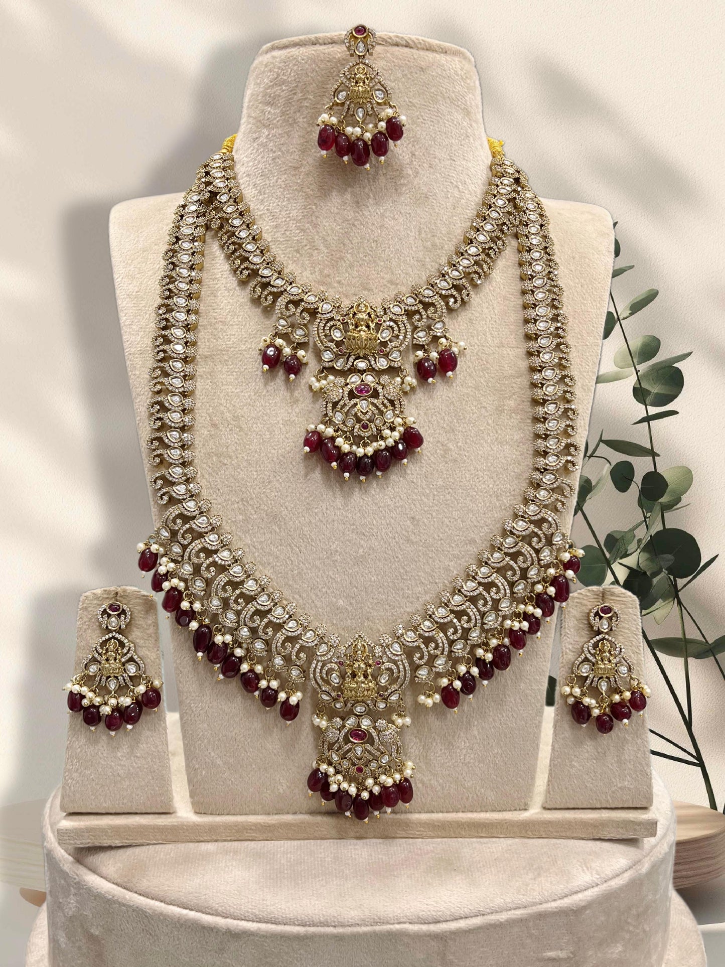 Victorian Polish with AD & Mossanite Stones Bridal Combo