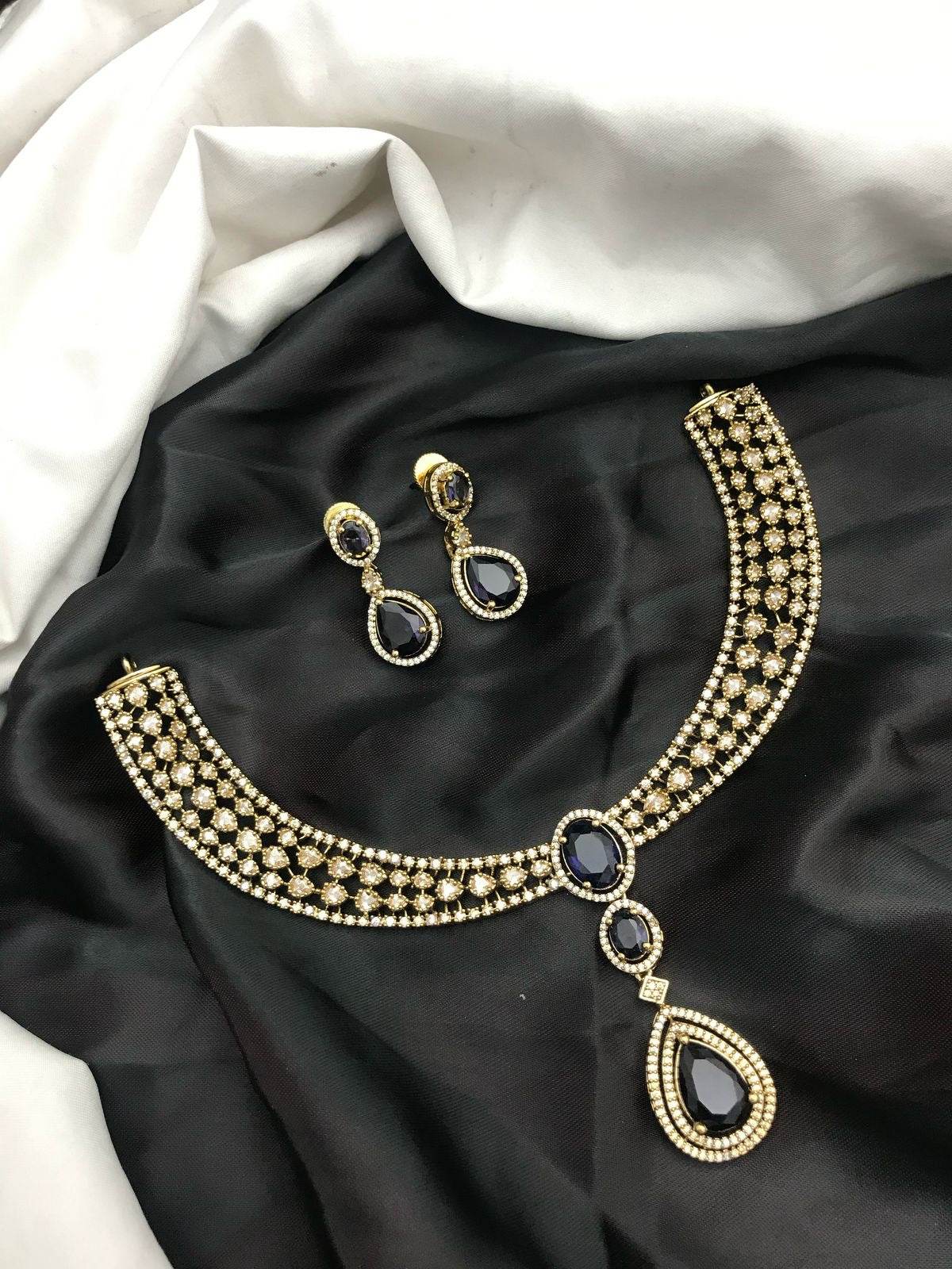 Victorian Polish AD Stones Necklace - Nakshatra Jewels